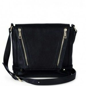 Vegan Leather Double Side Zipper Crossbody Bag